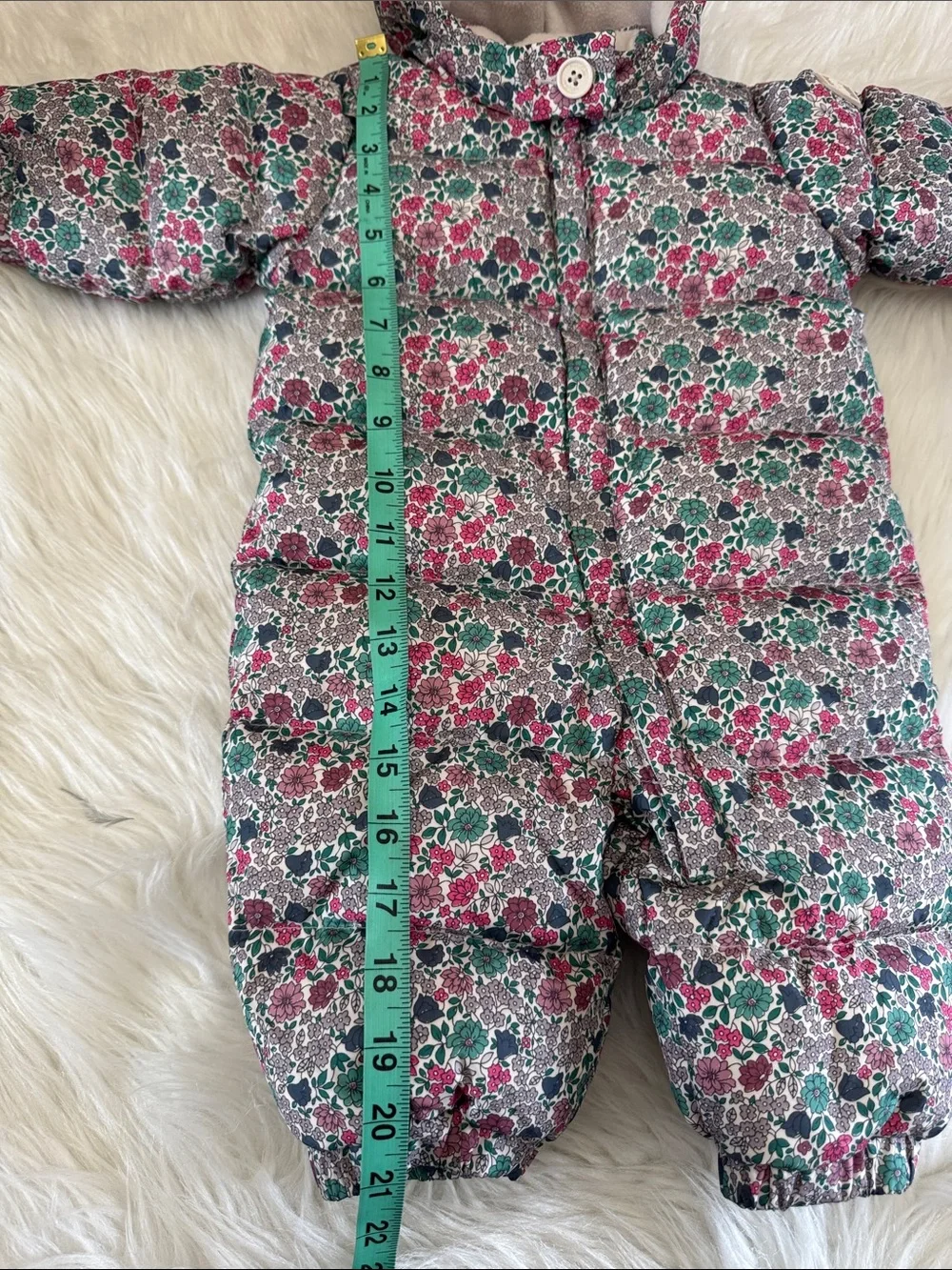 Baby GAP Girls Snowsuit Floral Hooded One-Piece Pink & Green Size 0-6 Months
